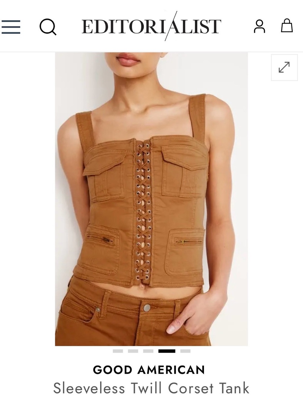 NWOT! Good American twill corset tank matching pants in my closet! Never worn!